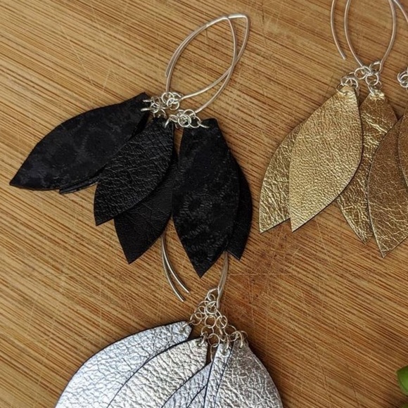 black Leather Earrings - Picture 7 of 7